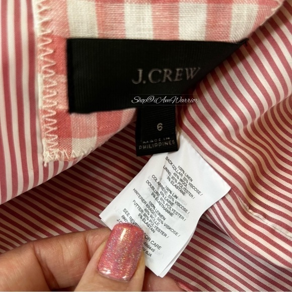 J.Crew cotton candy pink gingham one button linen blazer *shop@iamwarrior - Picture 15 of 16